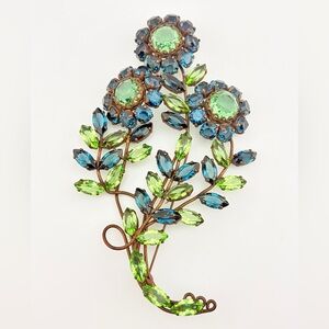 Vintage ITALY Floral Brooch LARGE Statement Piece